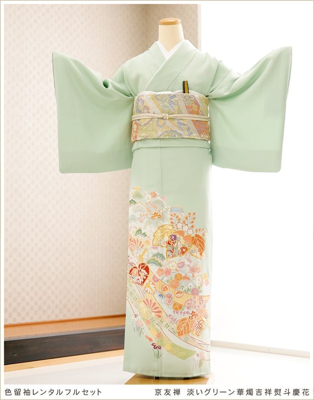 ❣️五つ紋❣️色留袖４点フルセット❣️結婚式❣️入学式❣️お宮参り❣️七五三❣️卒業式❣️ 京友禅色留袖レンタル五つ紋｜結婚式や叙勲、卒業式や入学式などに