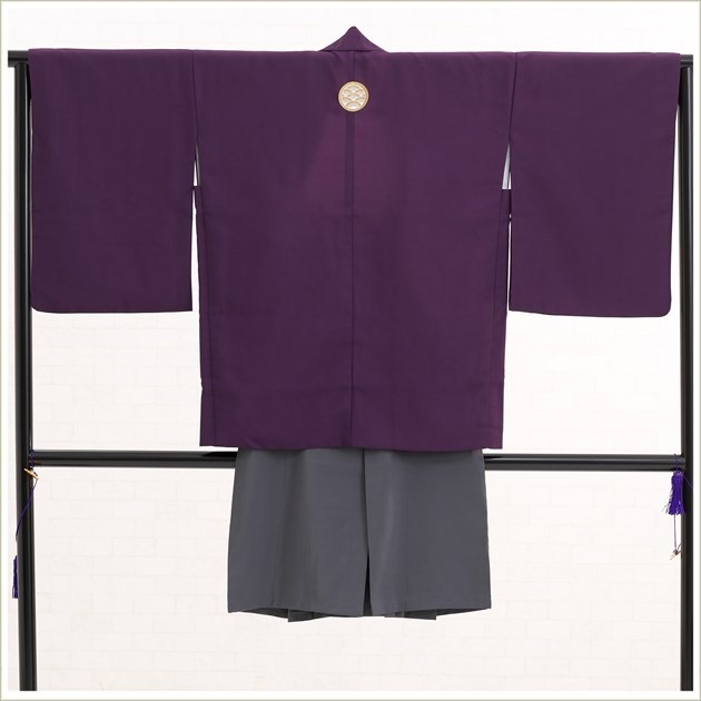 卒業式　小学生　袴　男子150cm 紫系幾何学模様着物セット 10歳〜13歳用 小学生男の子、小学校卒業式の袴レンタル｜12歳前後のジュニア