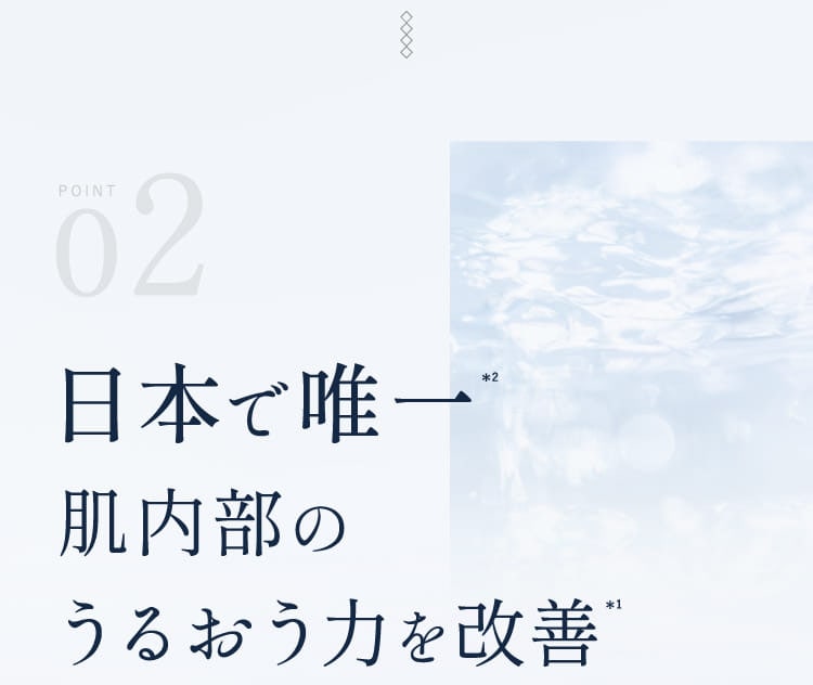 POINT 02 日本で唯一肌内部のうるおう力を改善