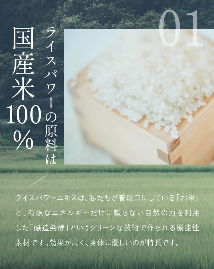 01 ライスパワーの原料は国産米100％