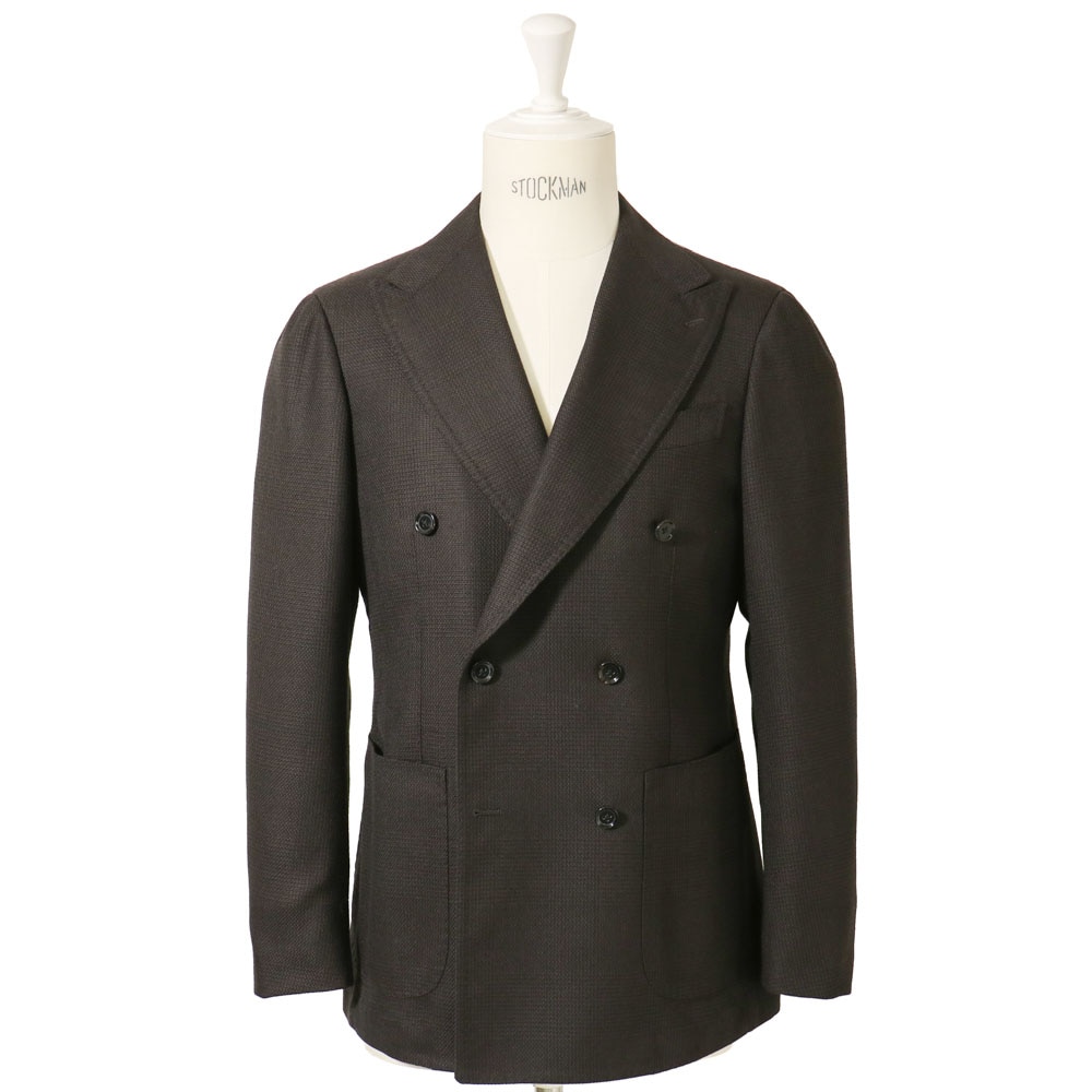 RING JACKET MEISTER ウ〖ル6Bダブルブレステッドジャケット≮ブラウン/チェック≯ Model NO-296 FOX BROTHERS リングヂャケット侍庙栏孟