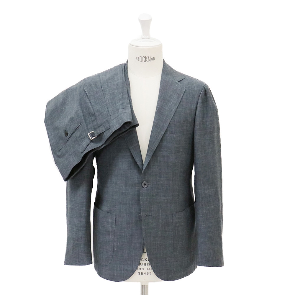 RING JACKET MEISTER ウール・シルク・リネン 3B2プリーツセットアップスーツ【グレー/無地】 Model NO-254 S-178 NOVARA/LUXURY BLENDED SUITS