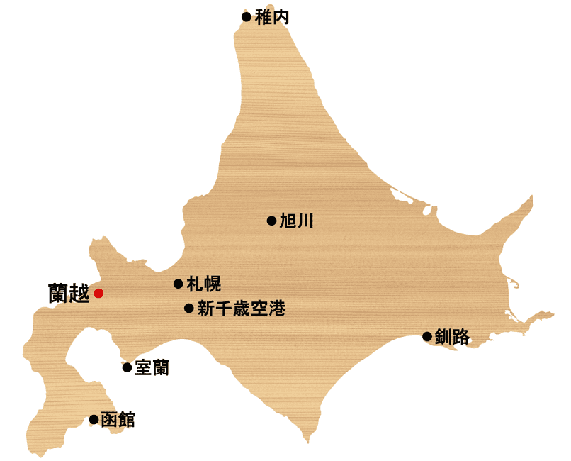 北海道地図上の蘭越町の位置