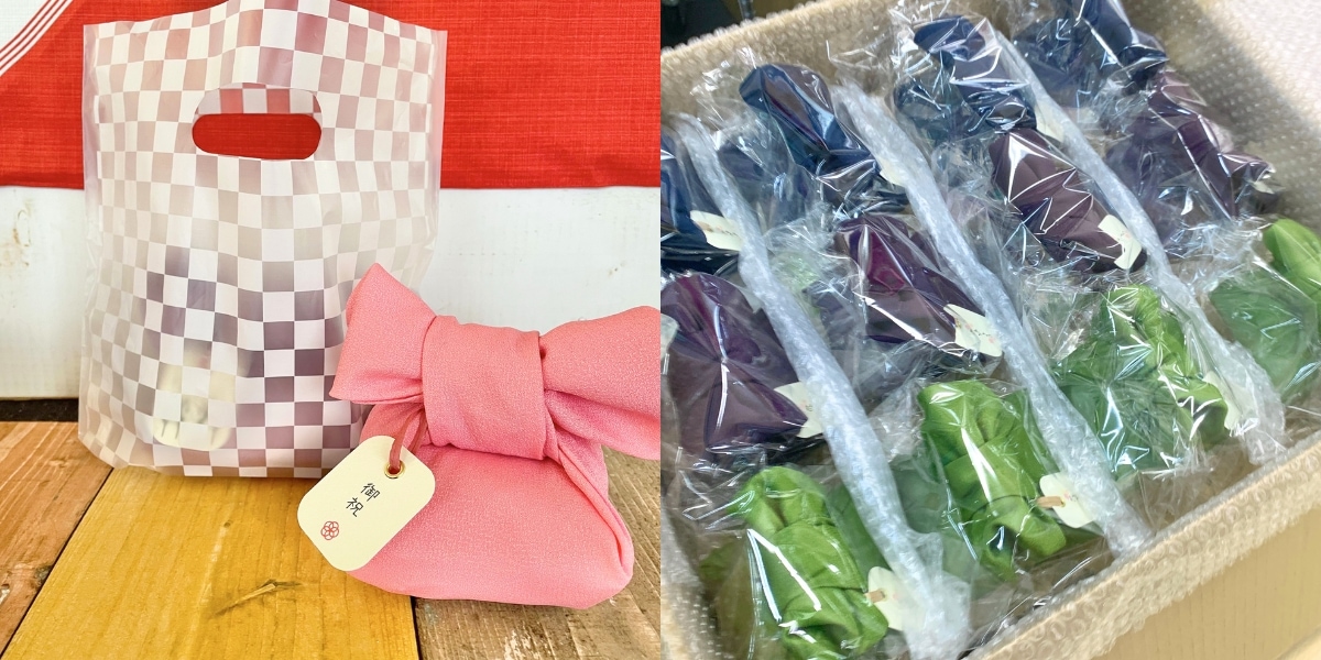 付属の手提げ袋（格子柄・中）