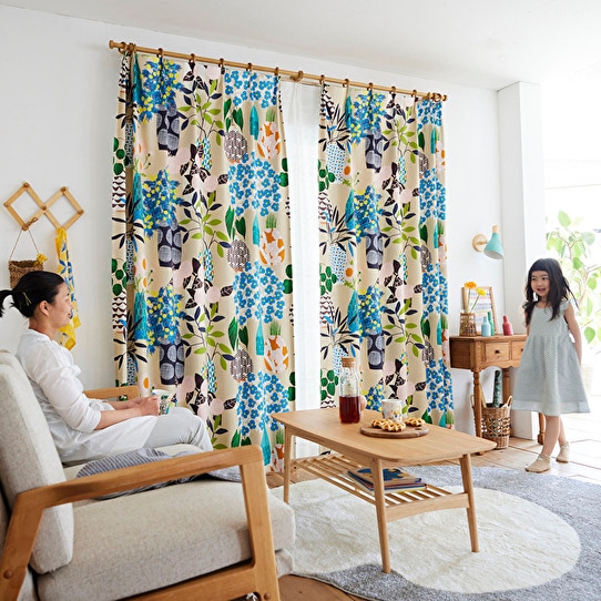 北欧風ボタニカルがかわいいデザインカーテン　遮光カーテン　　形態安定加工付-1cm単位で注文できるカーテン専門店|Ritz Curtain |