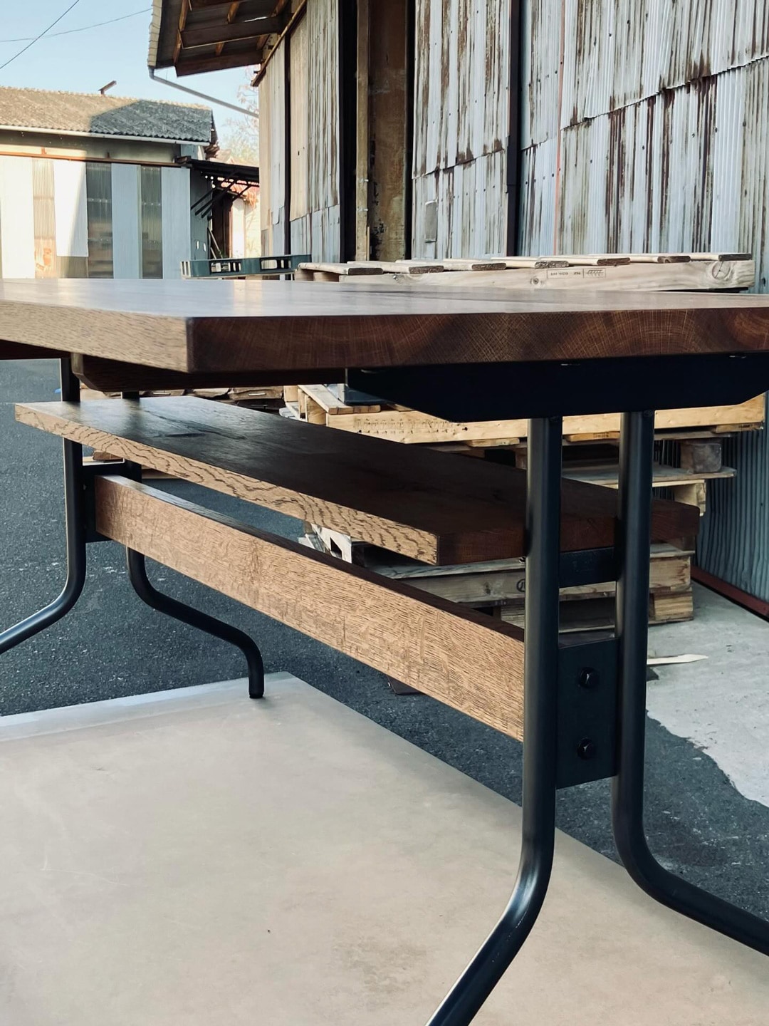 Barbossa table|バルボッサテーブル 讃岐産クヌギ×アイアン脚
