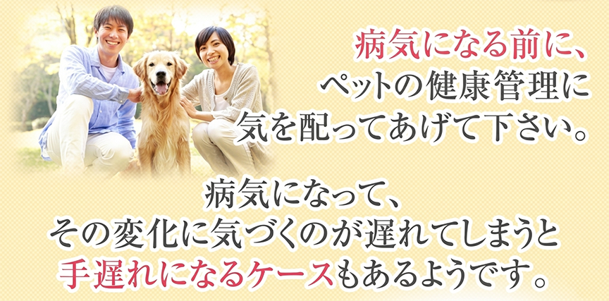 病気になる前に、ペットの健康管理に気を配ってあげて下さい。