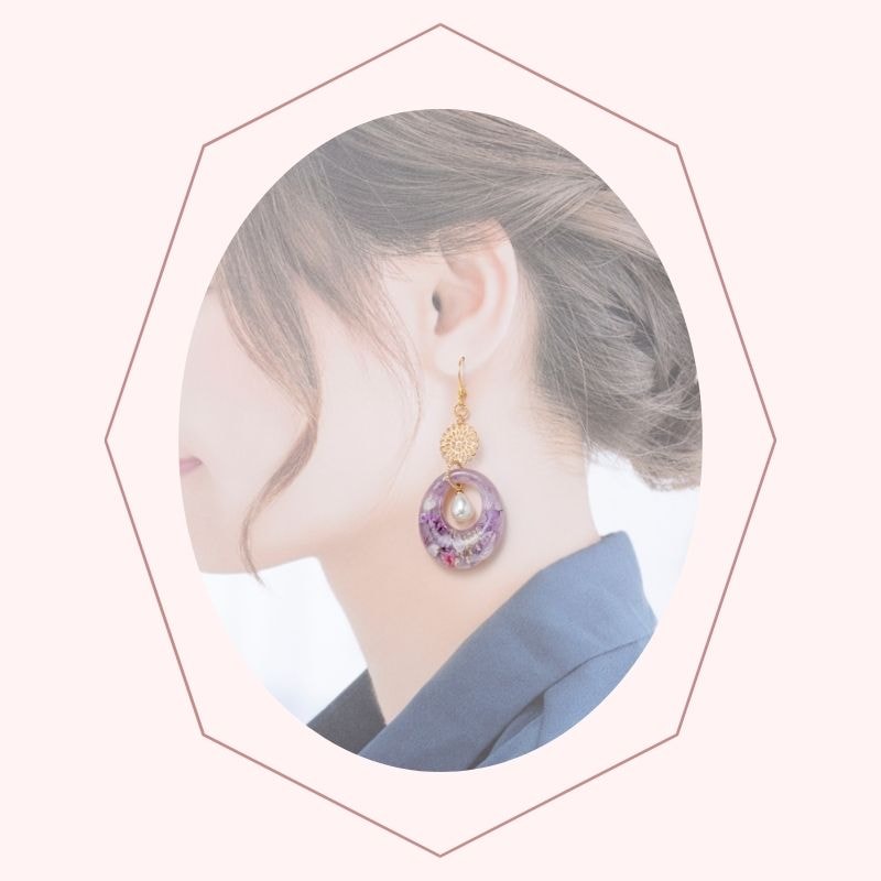 アクセサリー イヤリング ピアス 花 ペルル バイオレット