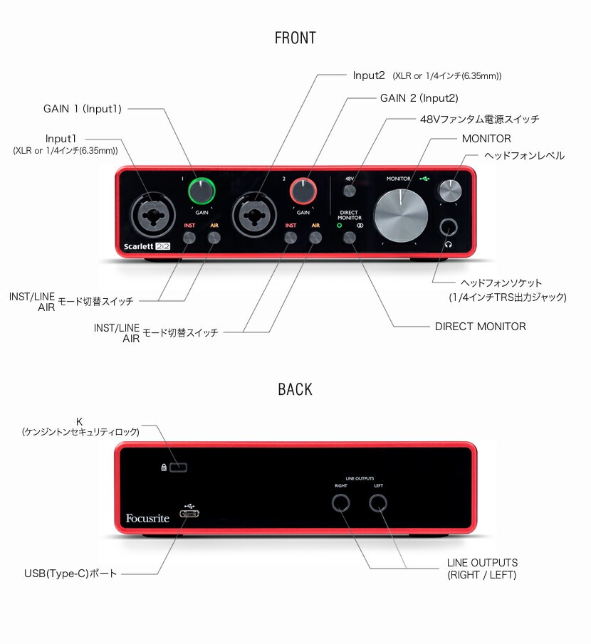 Focusrite USBオーディオインターフェース Scarlett 2i2 Studio 3rd