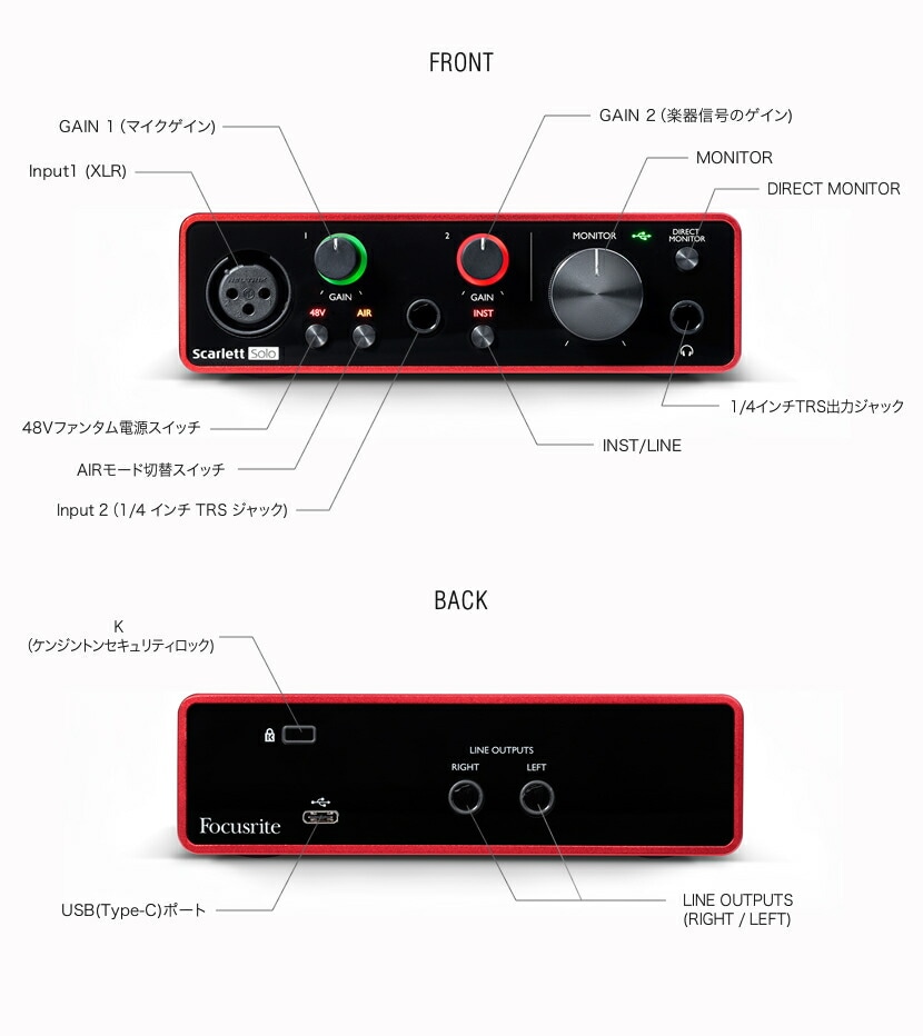 Focusrite USBオーディオインターフェース Scarlett Solo 3rd Gen(第