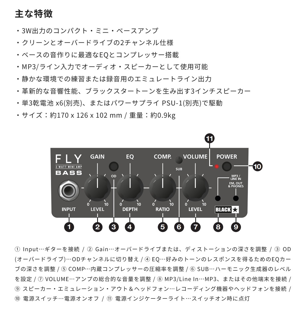 FLY3 ベースアンプ Bass Blackstar ブラックスター mini 【83%OFF!】 - ベース