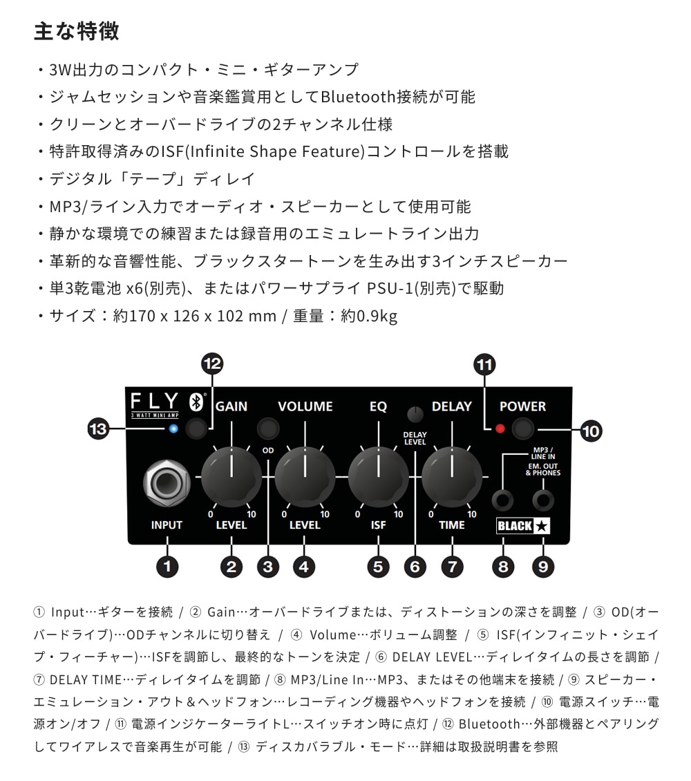 Blackstar 3Wコンパクト・ギターアンプ Bluetooth搭載 FLY 3 Bluetooth
