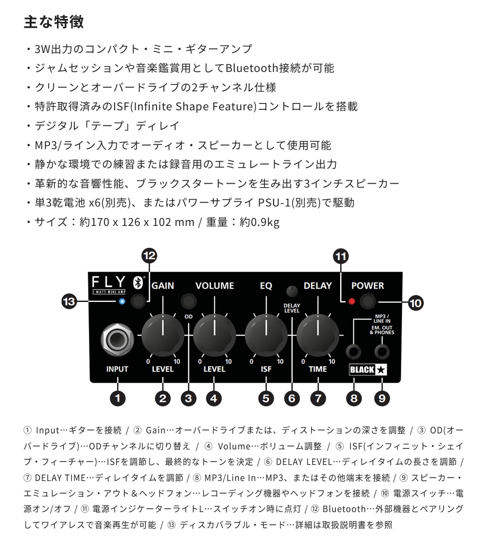 Blackstar 3Wコンパクト・ギターアンプ Bluetooth搭載 FLY 3 Bluetooth 