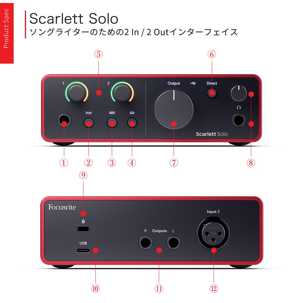 Focusrite USBオーディオインターフェース Scarlett Solo 4th Gen