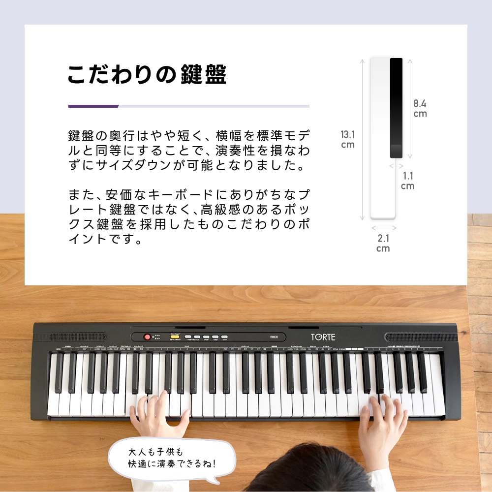 61鍵盤 キーボード 超軽量 スリム設計 TORTE TSDK-61 本体のみ【 61
