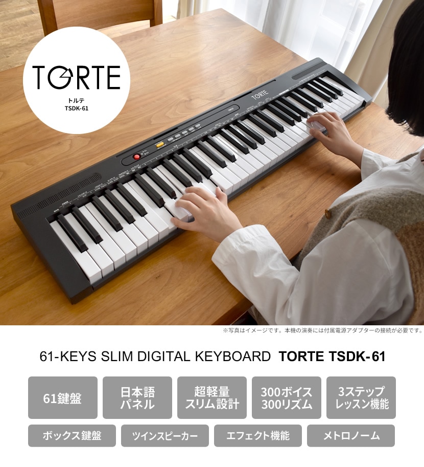 61鍵盤 キーボード 超軽量 スリム設計 TORTE TSDK-61 本体のみ【 61