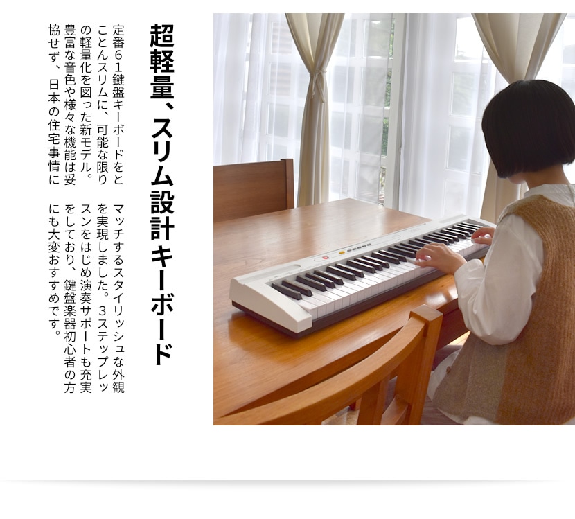 61鍵盤 キーボード 超軽量 スリム設計 TORTE TSDK-61 本体のみ【 61