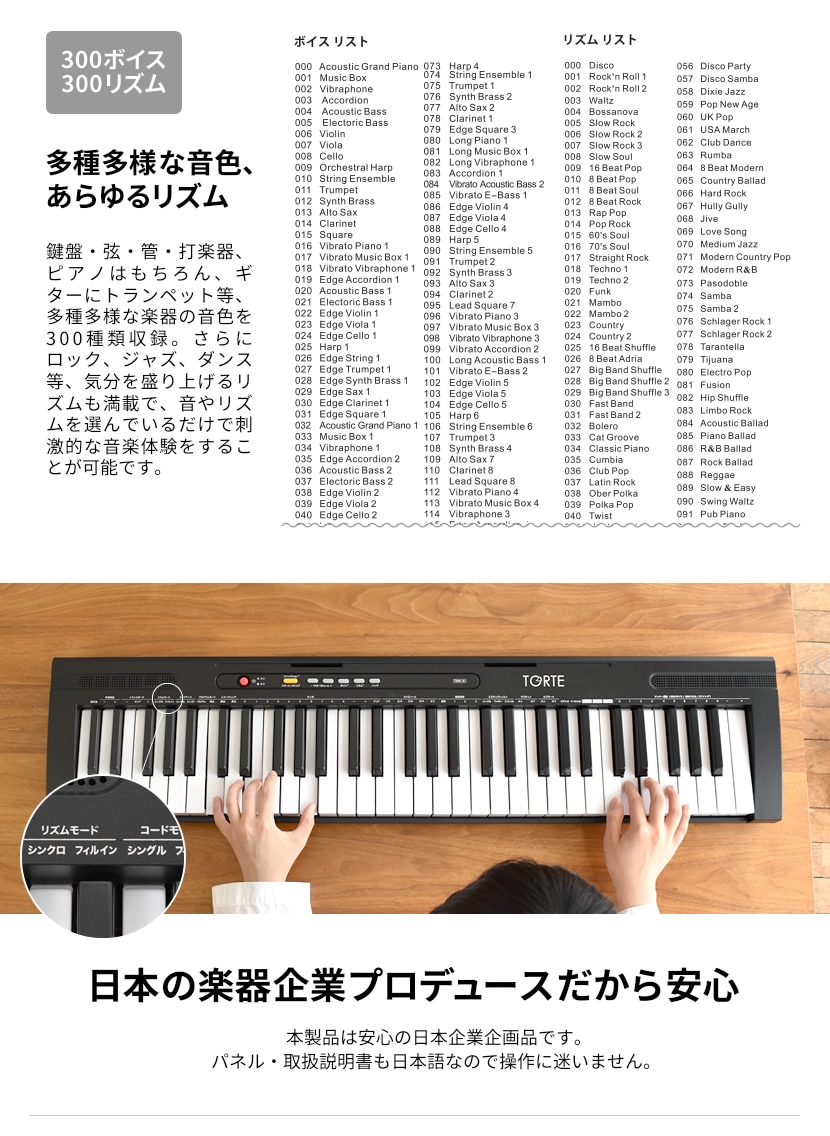 61鍵盤 キーボード 超軽量 スリム設計 TORTE TSDK-61 本体のみ【 61