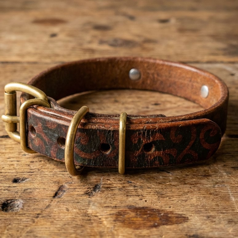 グラフィックヌメ革首輪のエイジング