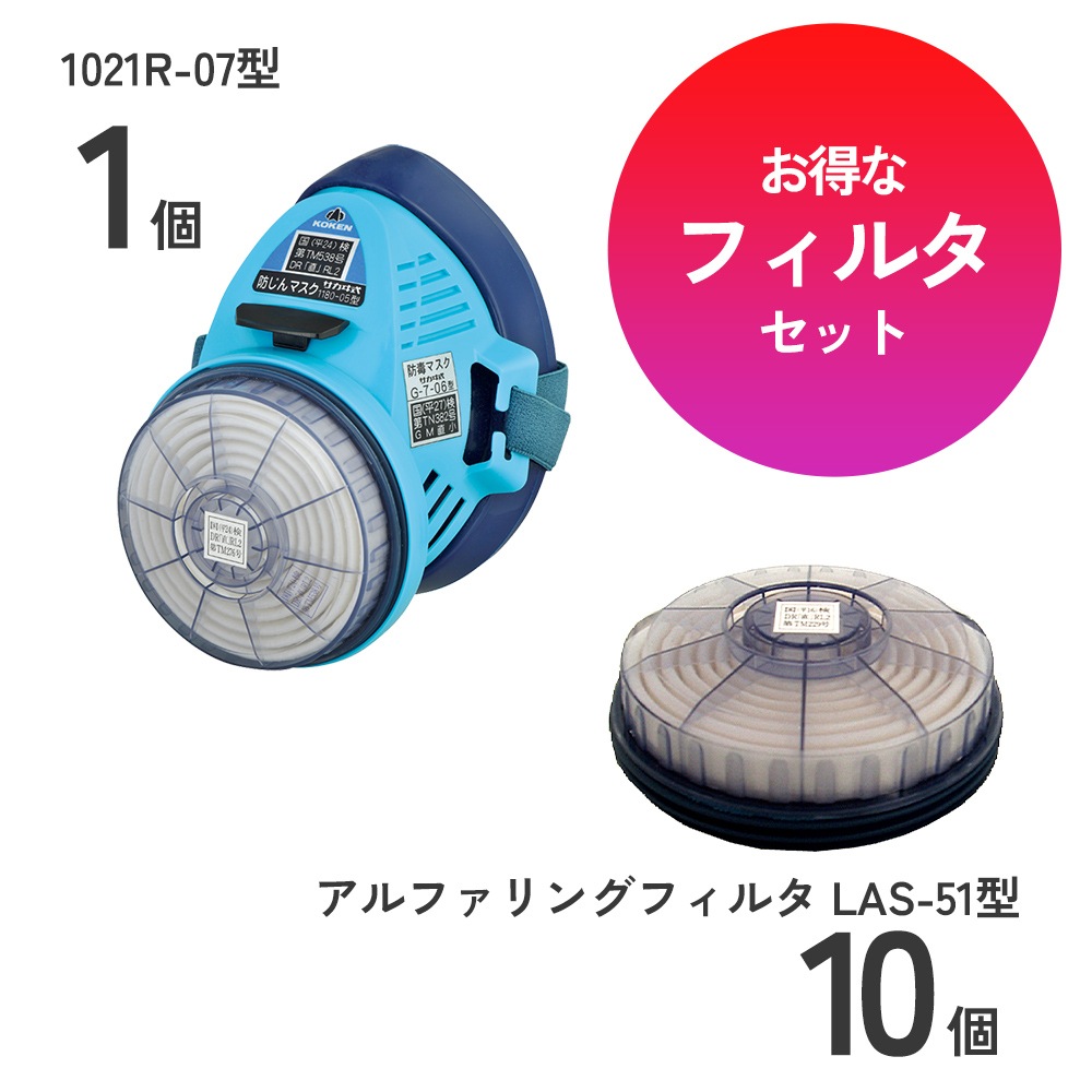 防じんマスク1180-05型本体マスク1個とフィルタ10個のセット