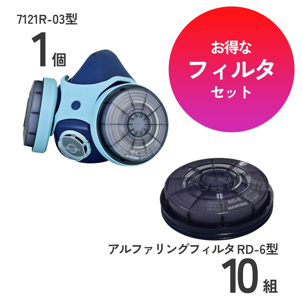 防じんマスク7121R-03用本体マスク1個とフィルタ10組のセット
