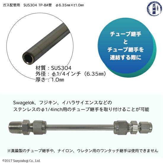 高圧ガス用配管　SUS304　TPS-BA管　仕様