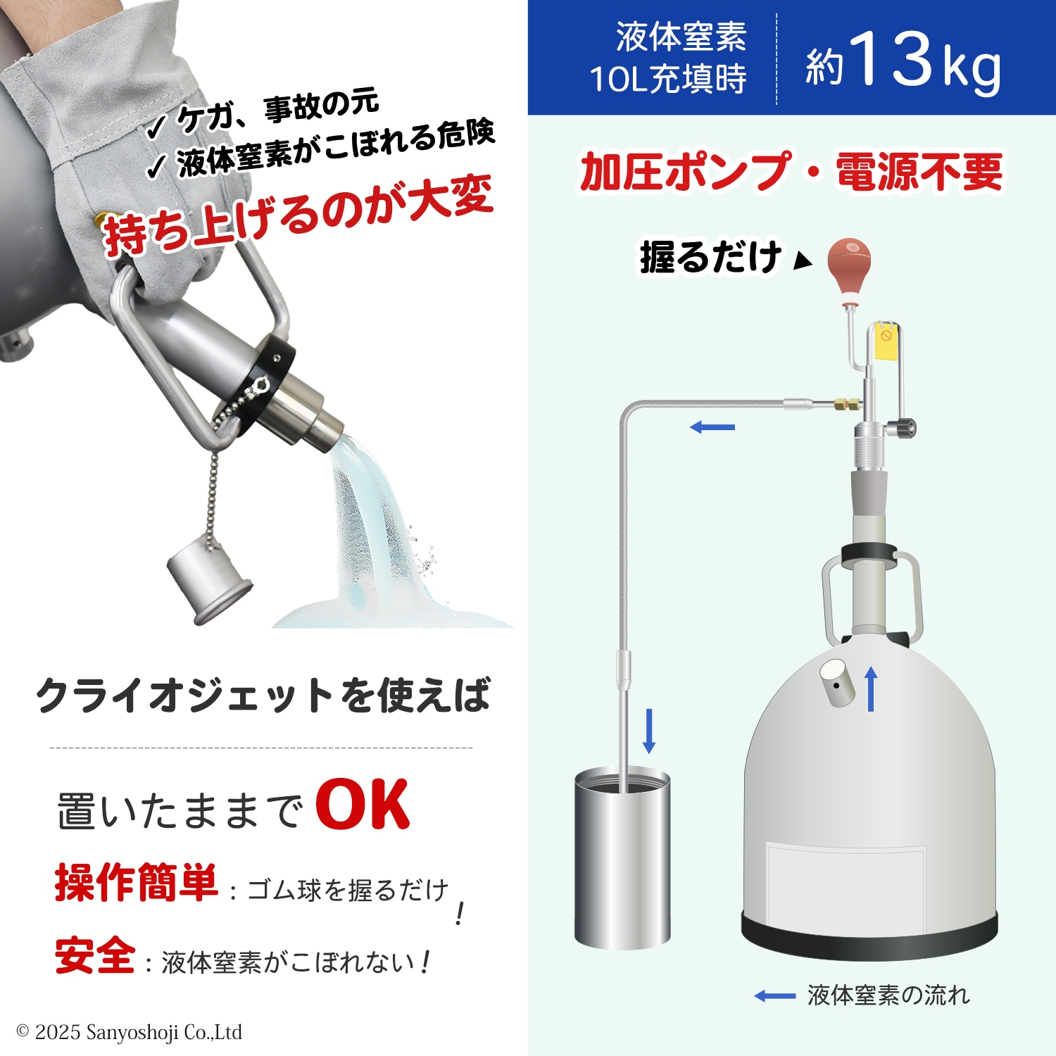 CEBELL 小型液体窒素容器 シーベル用ポンプとホースのセットで液体窒素を安全・簡単に移動できる