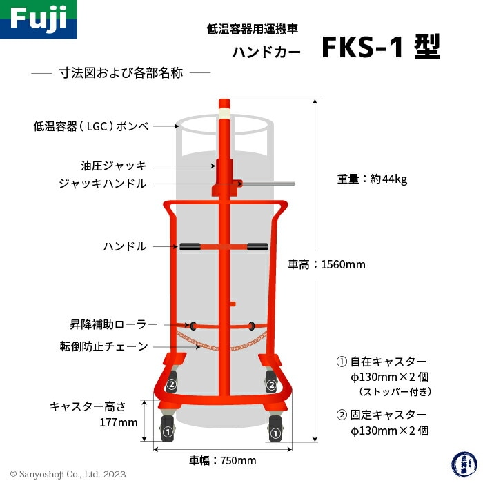 ハンドカー FKS-1　寸法及び各部名称