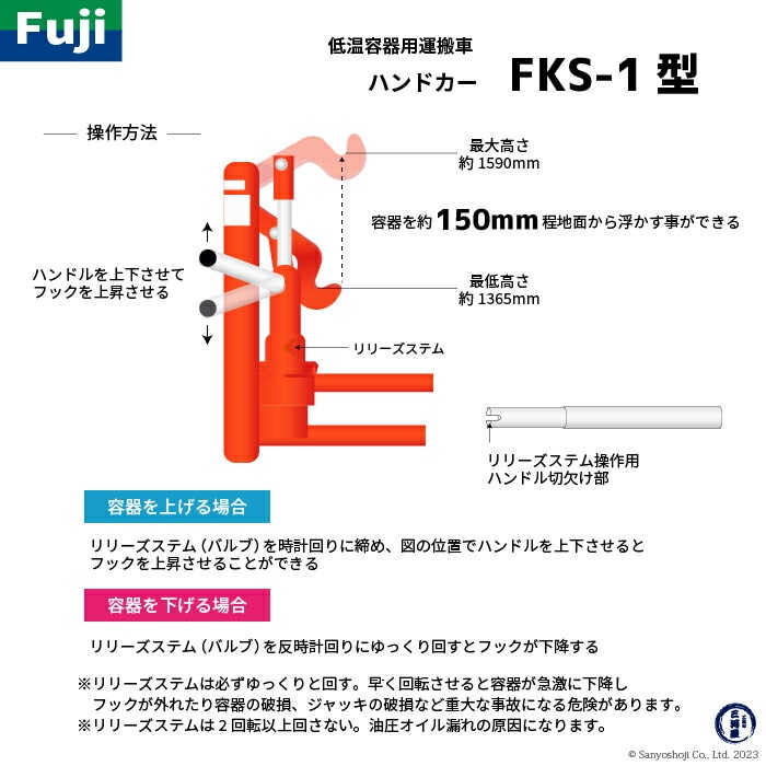 ハンドカー FKS-1 容器昇降の仕方