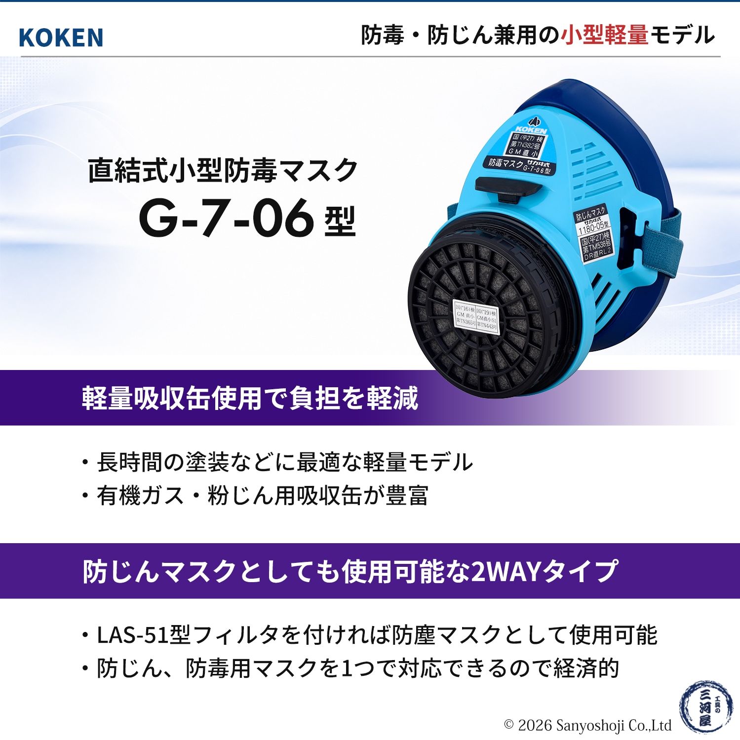 興研 直結式小型防毒マスク サカヰ式 G-7-06型 お得な 10個/箱 指定