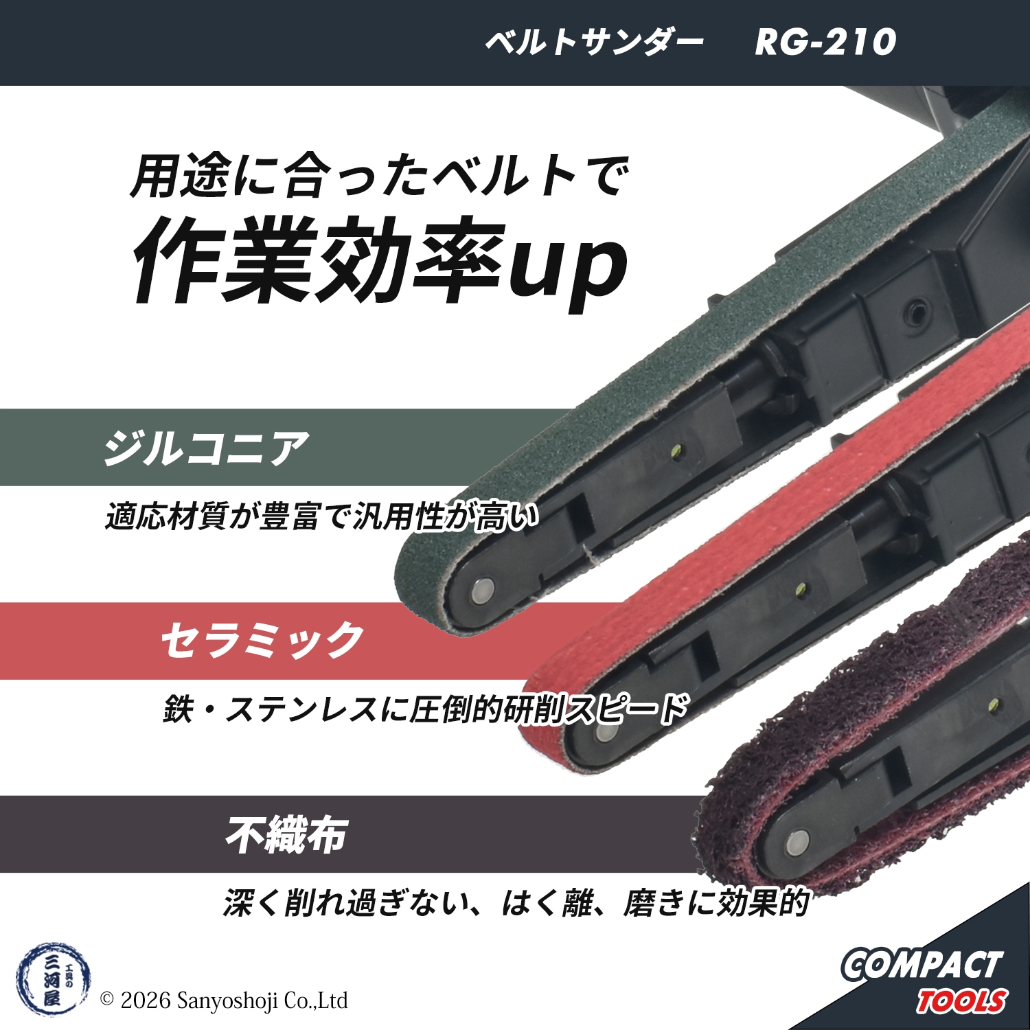 コンパクトツール エアベルトサンダー RG-210 ベルトサイズ 幅 10mm