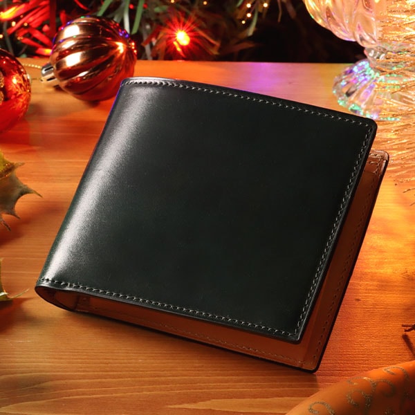 Flathority 二つ折り財布BOX型コインケース付き シェルコードバン