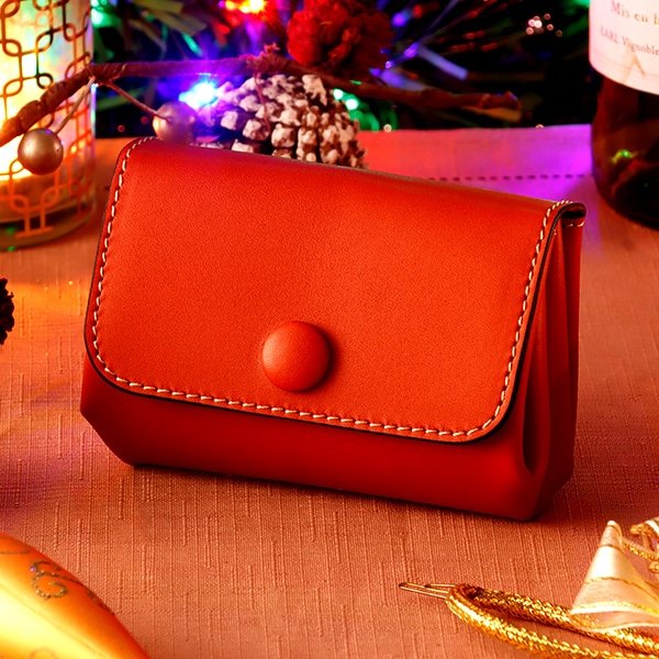 札幌革職人館 くるみボタン財布 中