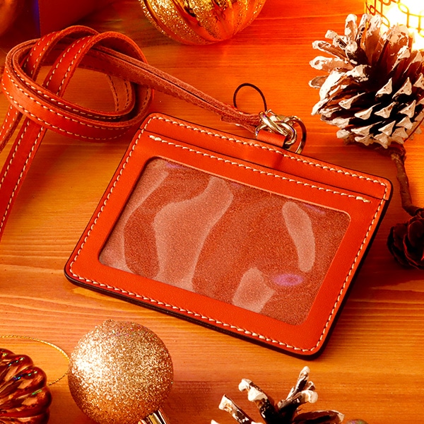 札幌革職人館 IDカードケース ネックストラップ付き