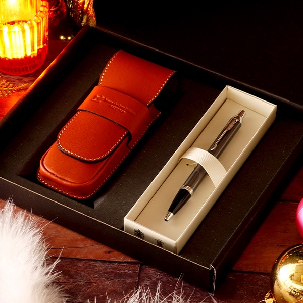 札幌革職人館 二本差し万年筆ケース× ボールペンギフトセット