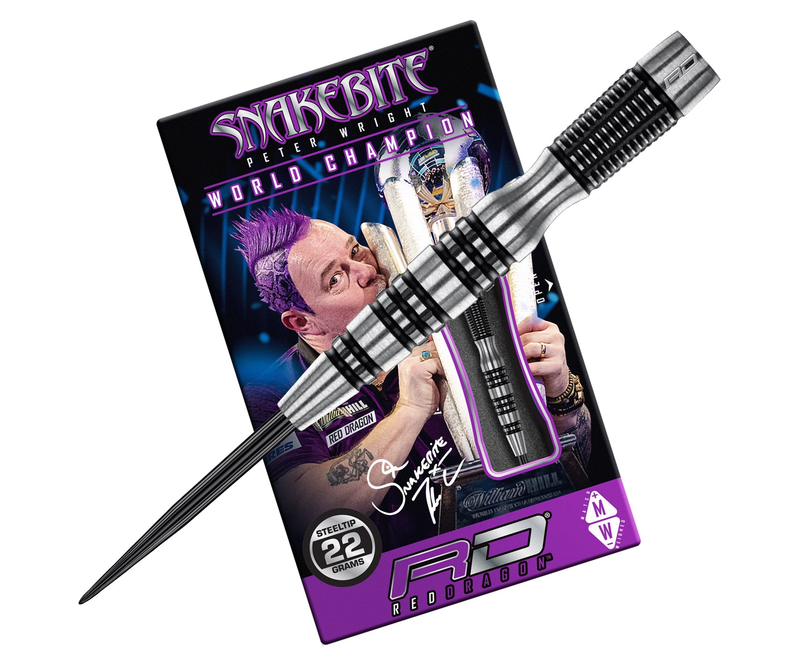 DARTS BARREL【Red Dragon】Snakebite Peter Wright Model BLACK RACER STEEL 22g 3381