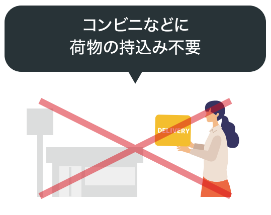 コンビニなどに荷物の持ち込み不要
