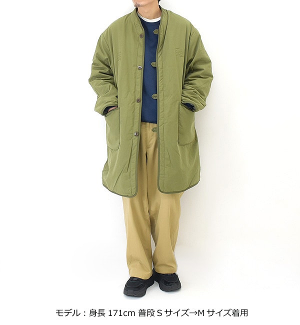 ARMY TWILL ノーカラーボアコート