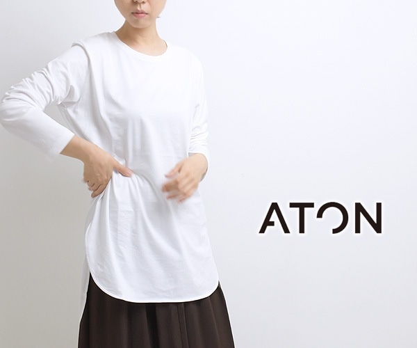 ATON  ラウンドヘムTシャツ