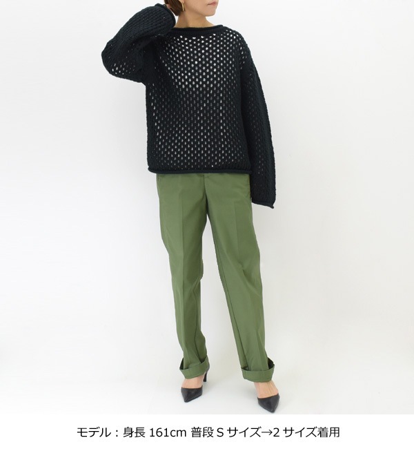 BATONER バトナー 透かし編みボートネックニット SUKASHI BOAT NECK