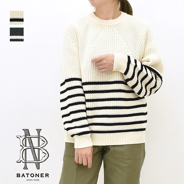 BATONER バトナー SIGNATURE CREW NECK KNIT BORDER シグネチャー クルーネック ニット ボーダー  BN-24FL-027 レディース【送料無料】 | BRAND LIST,B,BATONER | Seagull direction ONLINE  STORE