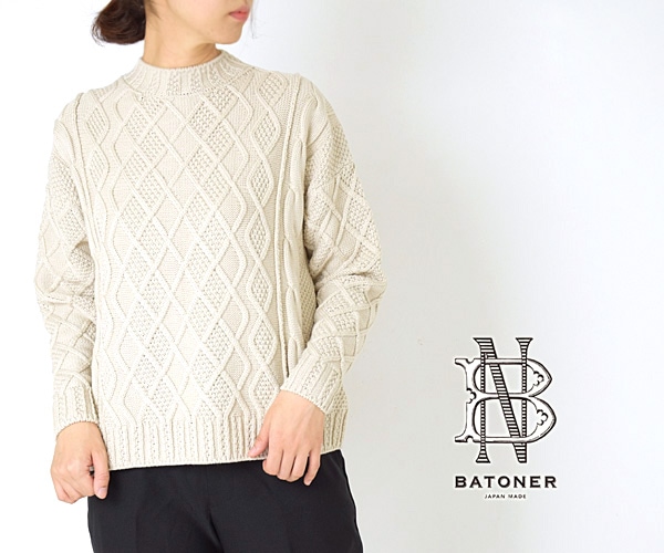 BATONER アローズ別注21AW シグネチャーケーブルクルーネックニット 1