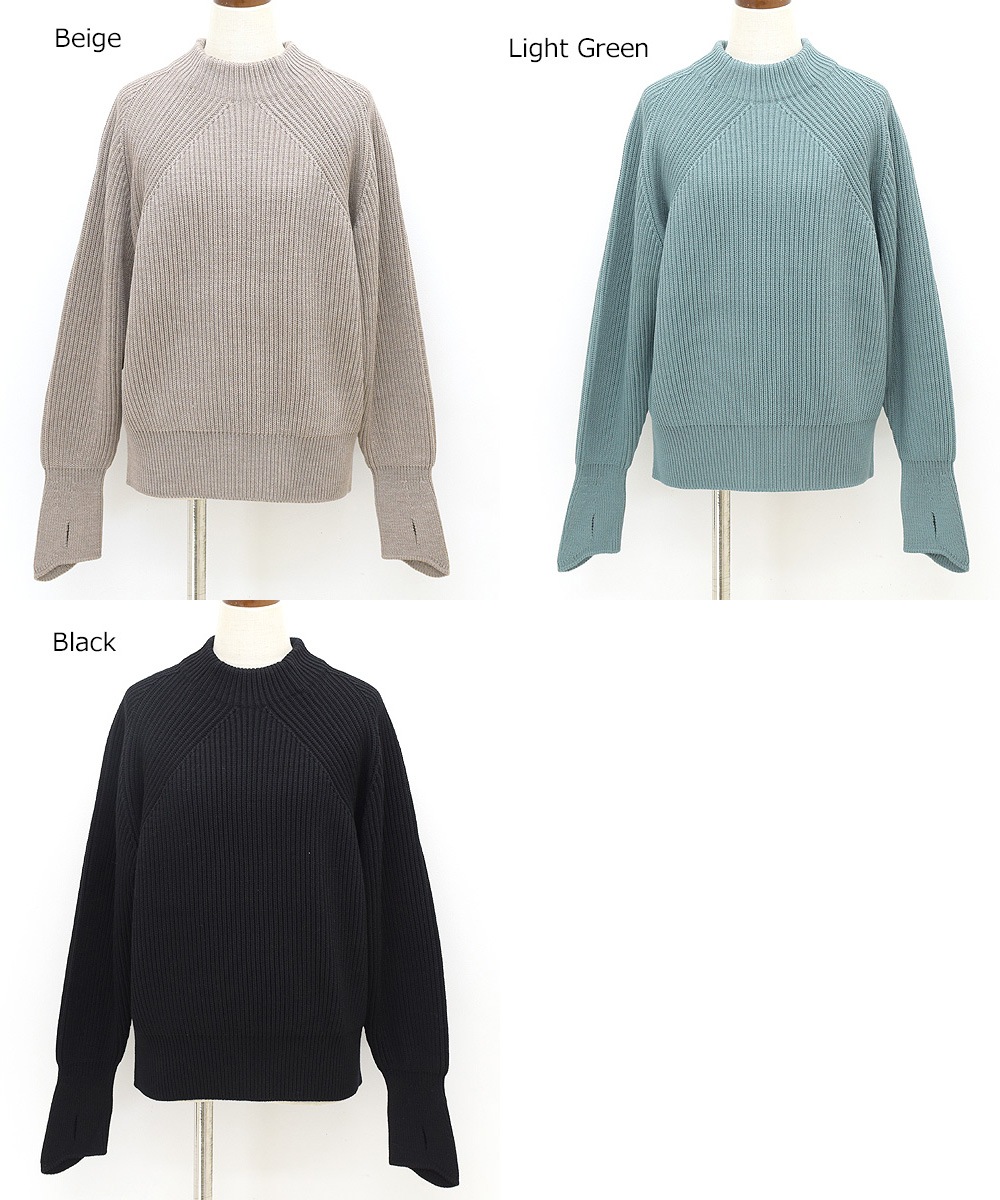 【22AW】BATONER バトナー シグネチャーフィンガーホールモックネックニット SIGNATURE FINGER HALL MOCK NECK  BN-22FL-031 レディース【送料無料】-Seagull direction ONLINE STORE