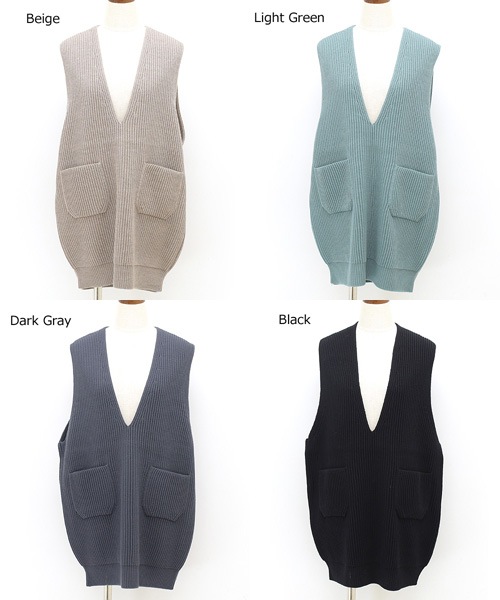 【22AW】BATONER バトナー ソリッドウールリブVネックビックベスト SOLID WOOL RIB V-NECK BIG VEST  BN-22FL-033 レディース-Seagull direction ONLINE STORE