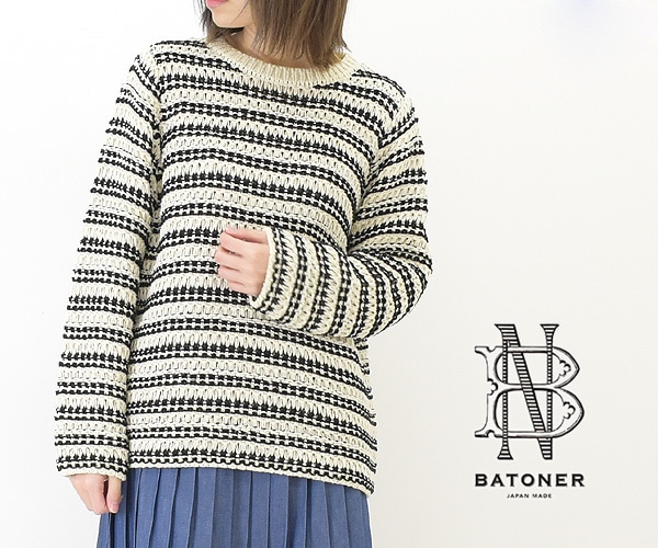 BATONER バトナー LOW GAUGE MIX YARN CREW NECK ローゲージミックスヤーンクルーネックニット  BN-22SL-018 レディース【送料無料】-Seagull direction ONLINE STORE