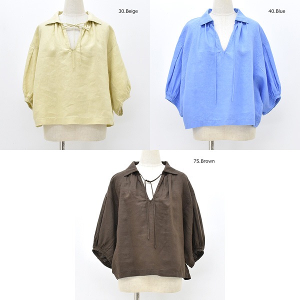 セール/40%OFF】cafune カフネ リネンスキッパーシャツ タイ付き 