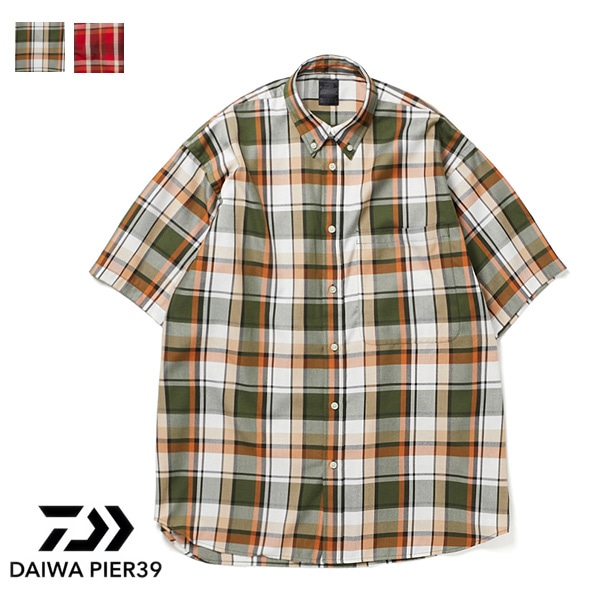 DAIWA◇DAIWA PIER39/Tech Flannel BD/半袖シャツ/L/レッド/チェック/BE-82022-