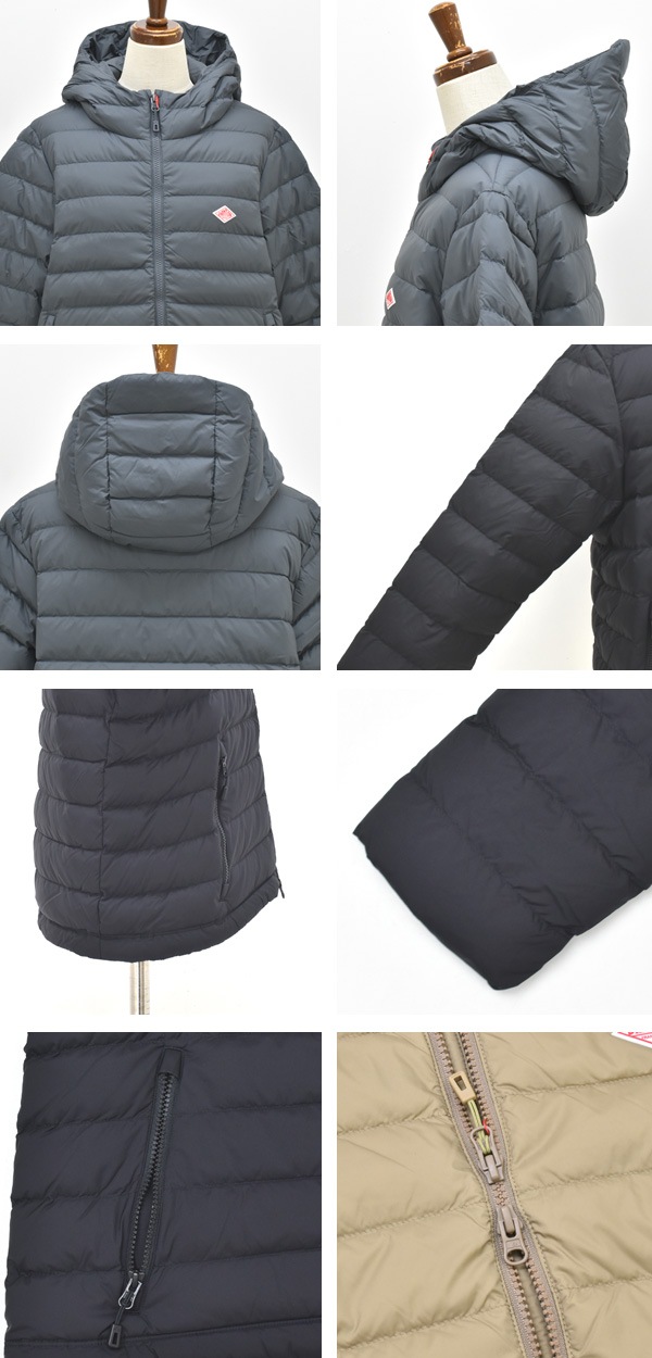 DANTON ダントン ナイロンタフタ ミドルダウン フーデッドジャケット