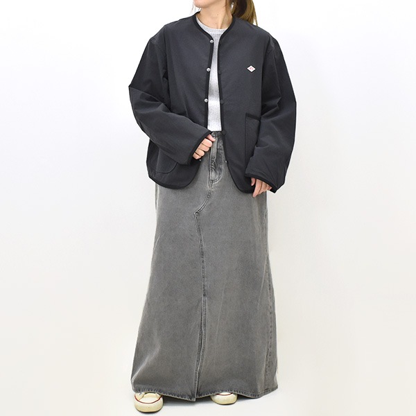 ダントン コットンツイル デニム ノーカラー ブルゾン カラーレス