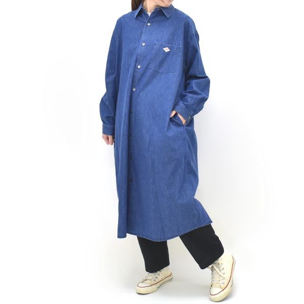 DANTON ダントン デニムダンガリー レギュラーカラーシャツワンピース